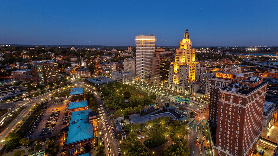 Providence, Rhode Island skyline at night